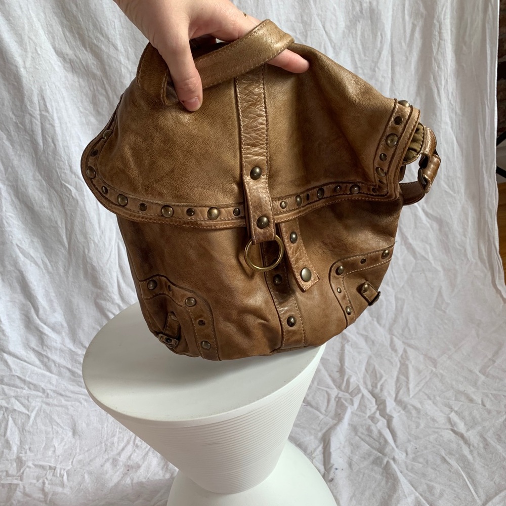 Blur real leather hobo crossbody bag